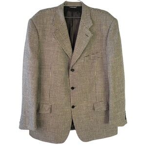 SILVIO BRESCIANI HOUNDSTOOTH BLAZER  BLUE BLAZER WOOL BLAZER MADE IN ITALY 46R